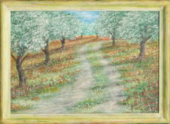 Feldweg mit Apfelbäumen